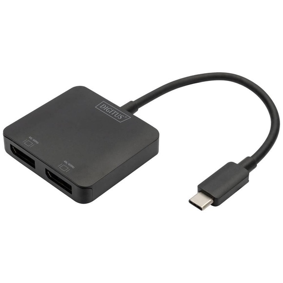 Digitus DS-45339 DisplayPort / USB-C® Adapter [1x USB-C® - 2x DisplayPort Buchse] Schwarz HDMI-fähig, High Speed-HDMI,