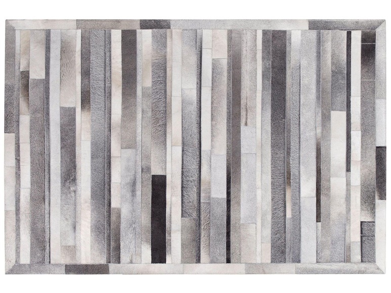 Beliani Teppich Leder hellgrau 160 x 230 cm AZAY