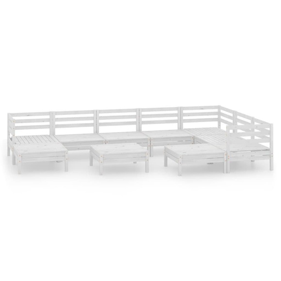 vidaXL 10-tlg. Garten-Lounge-Set Massivholz Kiefer Weiß