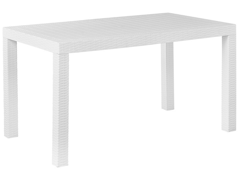 Beliani Gartentisch Rattanoptik weiss 140 x 80 cm Fossano