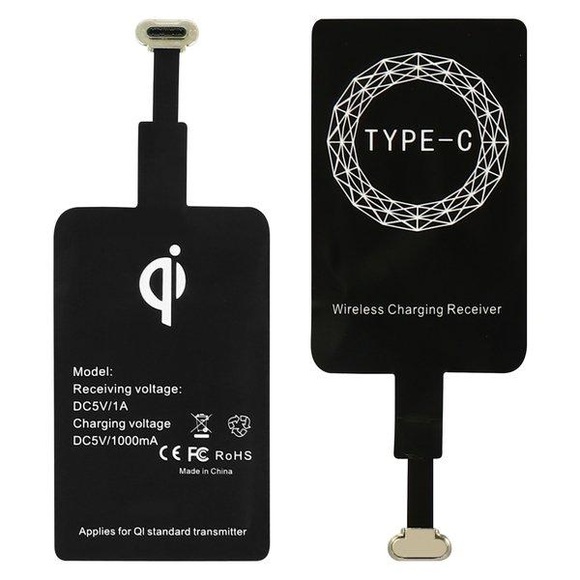 Avizar Qi Ladegerät Kit und USB Typ C Wireless Ladeempfänger - schwarz