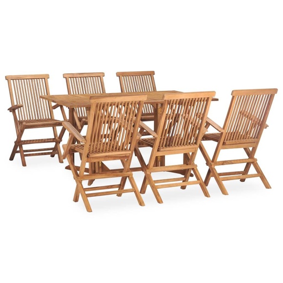 vidaXL 7-tlg. Garten-Essgruppe Klappbar Massivholz Teak