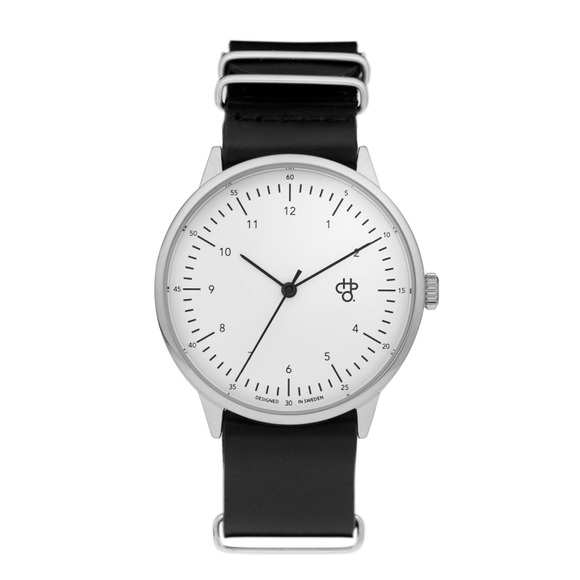 CHPO - Leder-Armbanduhr Harrold - Schwarz und Weiss