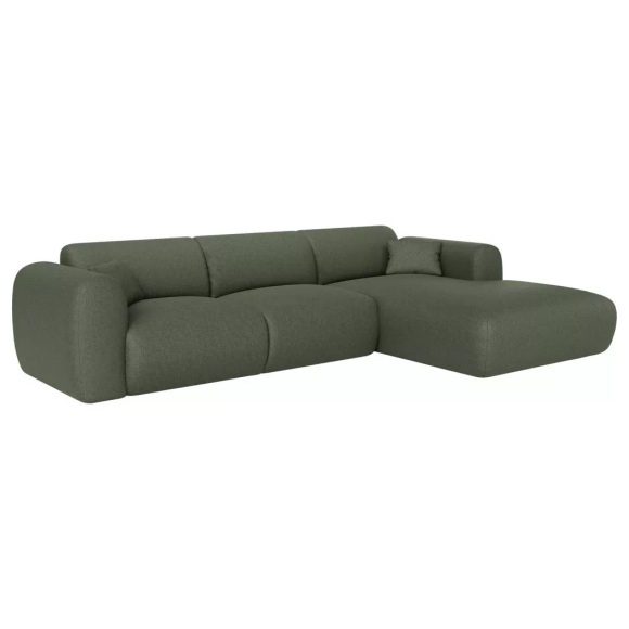 Großes Ecksofa - Ecke rechts - melierter Stoff - Grün - POGNI Großes Ecksofa - Ecke rechts - melierter Stoff - Grün - POGNI
