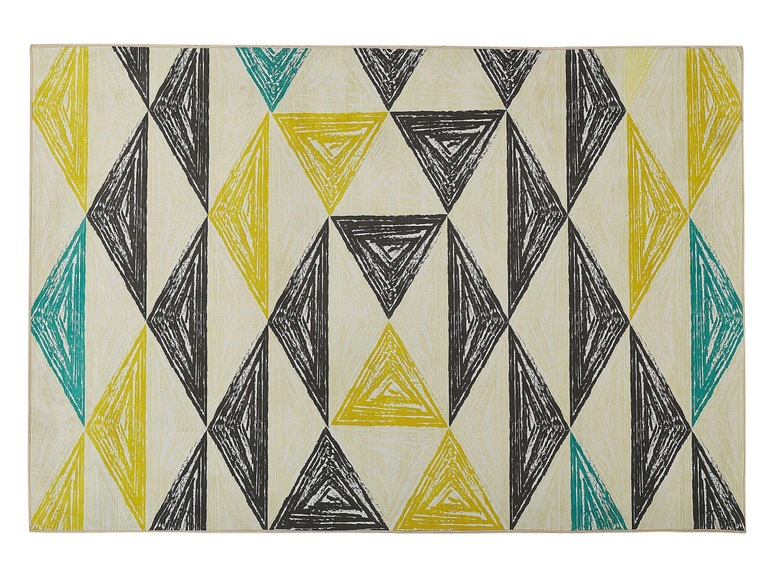 Beliani Teppich grau-gelb-mintgrün Dreieckmuster 140 x 200 cm KALEN