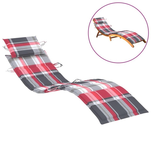 vidaXL Sonnenliegen-Auflage Rot Karomuster 186x58x4 cm
