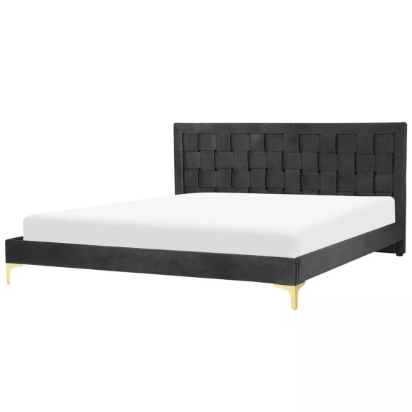 Bett mit Lattenrost aus Samtstoff Modern LIMOUX Bett mit Lattenrost aus Samtstoff Modern LIMOUX