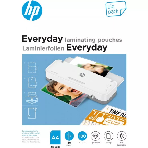 HP Laminierfolie DIN A4 80 micron glänzend 100 St.