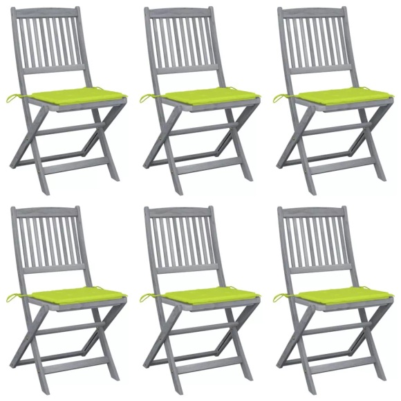 vidaXL Klappbare Gartenstühle 6 Stk. mit Sitzkissen Massivholz Akazie