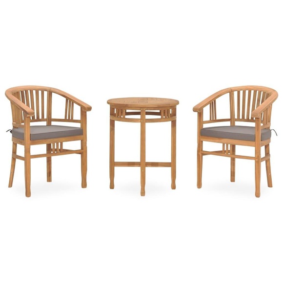 vidaXL 3-tlg. Garten-Essgruppe mit Auflagen Teak Massivholz