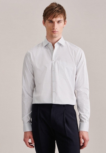 Business Hemd Regular Fit Extra Langer Arm Druck Unisex Dunkelblau 40