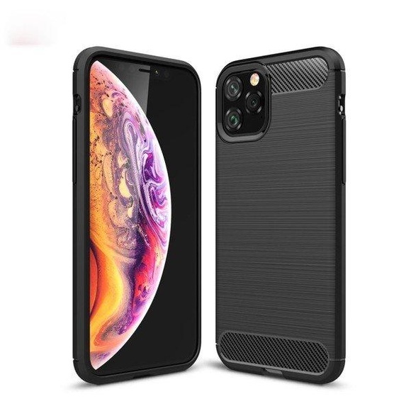 iPhone 11 Pro - Silikon Gummi Case Metall Carbon Look