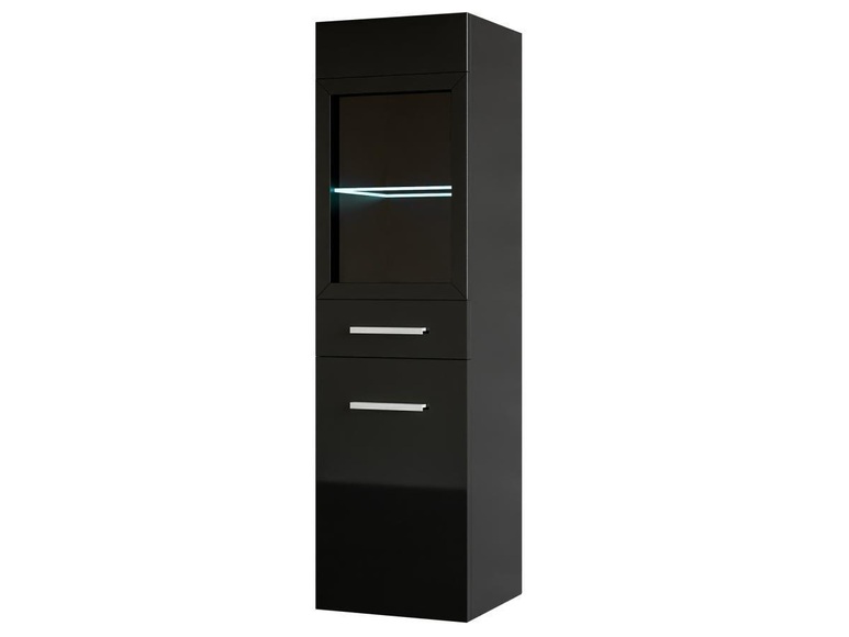 Badezimmerschrank mit LEDs - 30 x 30 x 109 cm - Schwarz - LAURINE Badezimmerschrank mit LEDs - 30 x 30 x 109 cm - Schwarz - LAURINE