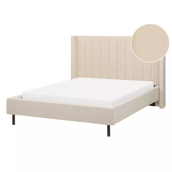 Bett mit Lattenrost aus Bouclé Modern VILLETTE Bett mit Lattenrost aus Bouclé Modern VILLETTE