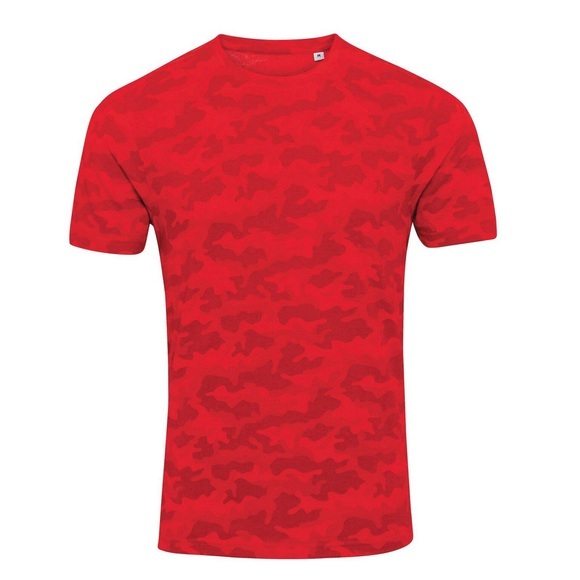 Camouflage Tshirt Herren Rot Bunt M