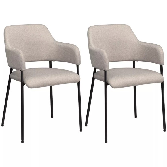 Northio - 2er Set Esszimmerstühle, Küchenstuhl mit Rückenlehne, Polsterstuhl Stahlbeine für Wohnzimmer, Küche, Beige, 54 x 84 cm