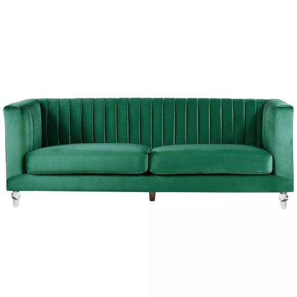 Beliani 3-Sitzer Sofa Samtstoff grün ARVIKA