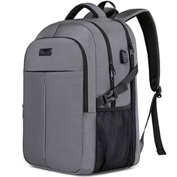 Großer Laptop-rucksack Laptop-tasche Für Die Schule Arbeit Mit Usb-ladeanschluss Wasserdicht Unisex Grau ONE SIZE