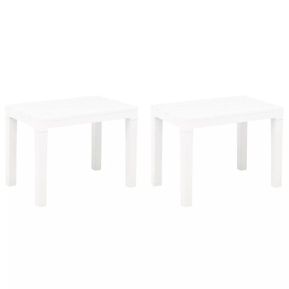 vidaXL Gartenbänke 2 Stk. Weiß Kunststoff