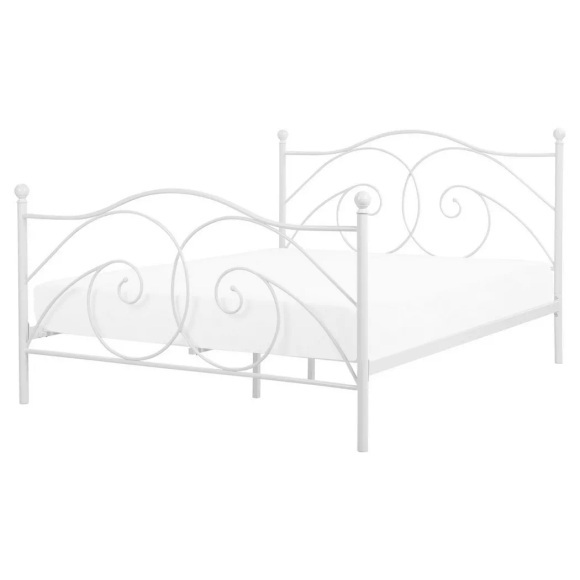Beliani Metallbett weiss Lattenrost 160 x 200 cm DINARD