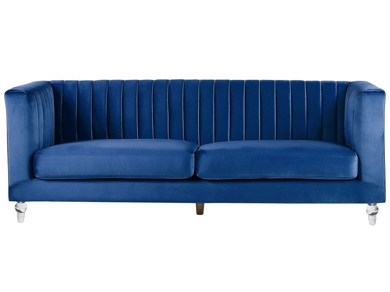 Beliani 3-Sitzer Sofa Samtstoff kobaltblau ARVIKA