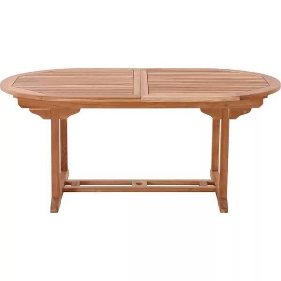 Mobilia - Gartentisch, 180x100 cm oval, ausziehbar, Teak - natur