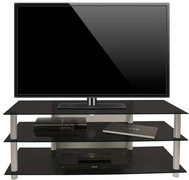 MID.YOU Phonotisch in schwarz/ , Silberfarbe 'Zumbo' _ Schwarz, Silberfarben , Metall, Glas , 110x45x42 cm , Kabelkanal , 000657003802