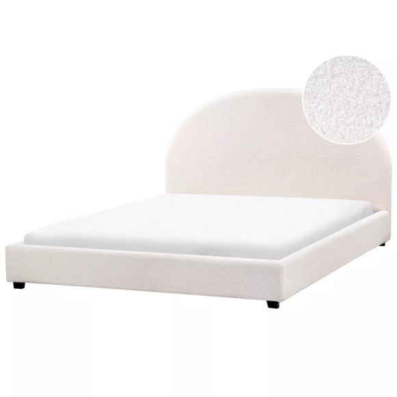 Beliani - Bett mit Lattenrost aus Bouclé Retro VAUCLUSE, 160X200CM, Schneeweiss