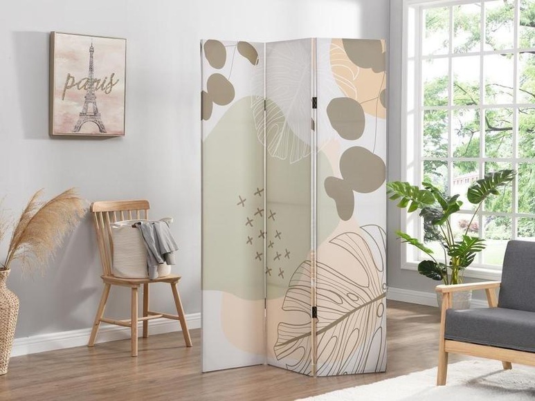 Paravent Raumteiler Blumen - 121 x 180 cm - Kiefernholz - GARDENIA Paravent Raumteiler Blumen - 121 x 180 cm - Kiefernholz - GARDENIA