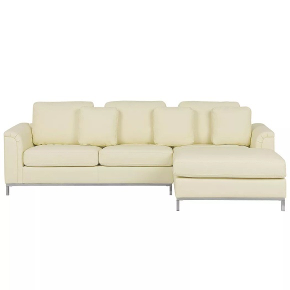 Beliani Ecksofa Leder beige linksseitig OSLO