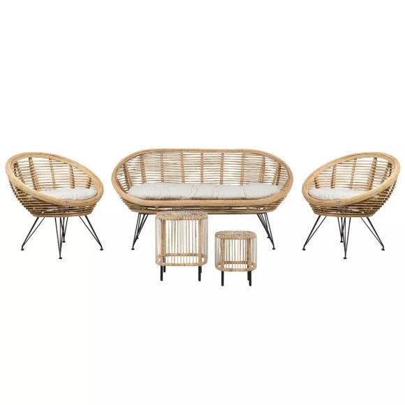 Lounge Set mit Tisch aus Rattan Boho MARATEACESENATICO Lounge Set mit Tisch aus Rattan Boho MARATEACESENATICO