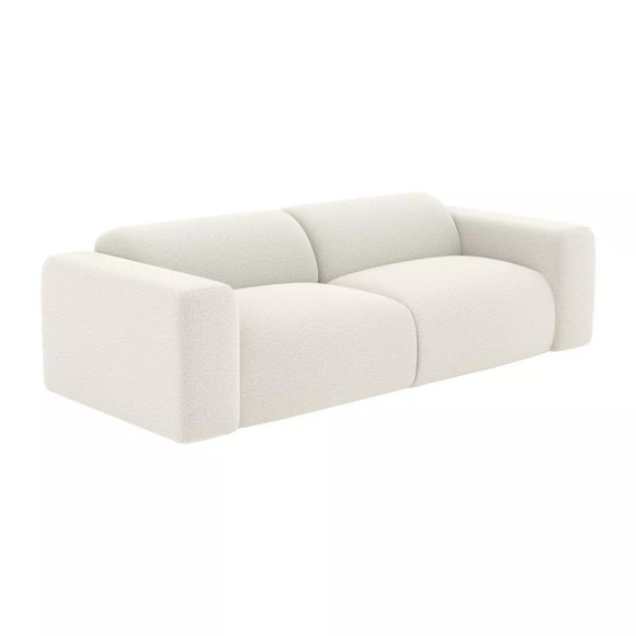 Sofa 3-Sitzer - Bouclé-Stoff - Weiß - POGNI Sofa 3-Sitzer - Bouclé-Stoff - Weiß - POGNI