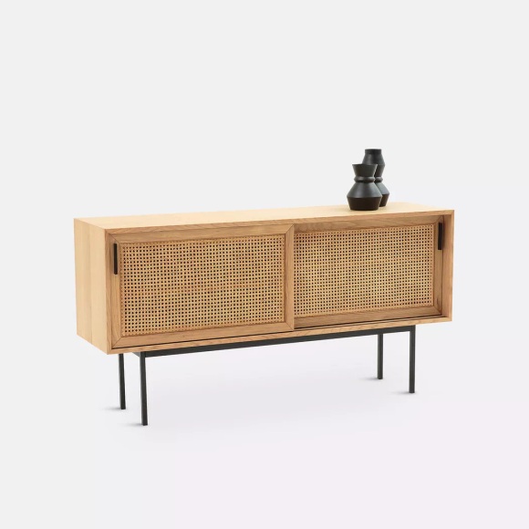 Sideboard Waska aus Eiche und Rattan