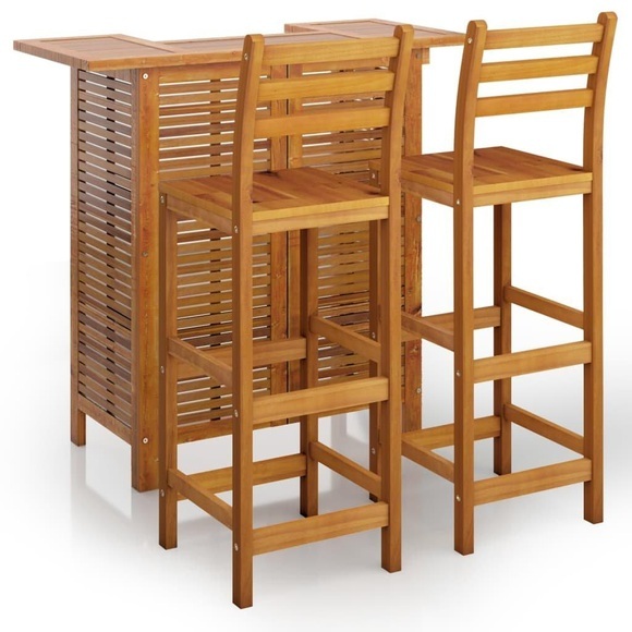 vidaXL 3-tlg. Gartenbar-Set Massivholz Akazie