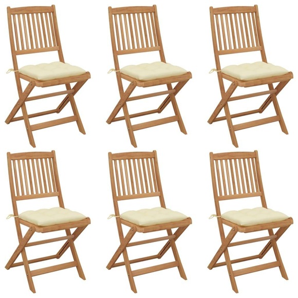 vidaXL Klappbare Gartenstühle 6 Stk. mit Kissen Massivholz Akazie