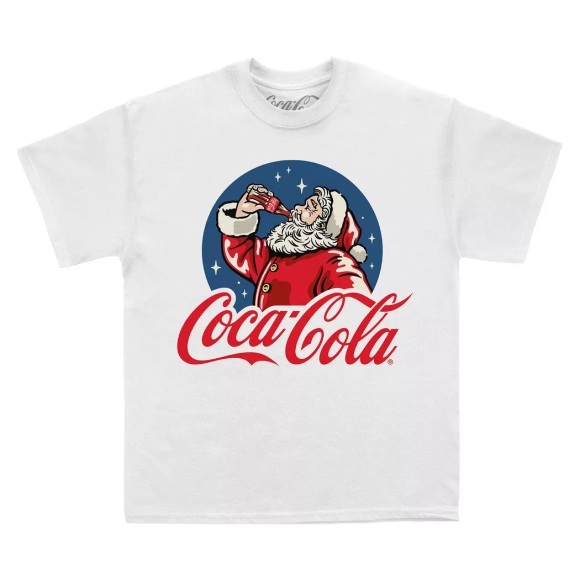 Coca-Cola - Drinking Santa TShirt, für Damen, Weiss, Größe S