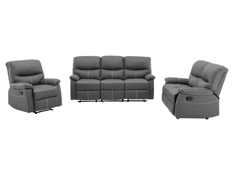 Couchgarnitur Relax 3+2+1 - Kunstleder - Grau - CANBY Couchgarnitur Relax 3+2+1 - Kunstleder - Grau - CANBY