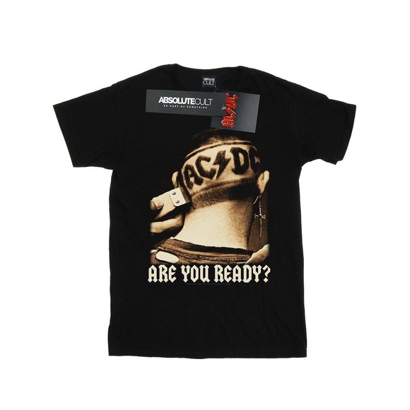 Acdc Sind Sie Bereit, Sich Zu Rasieren Baumwolle Boyfriend Tshirt Damen Schwarz XL