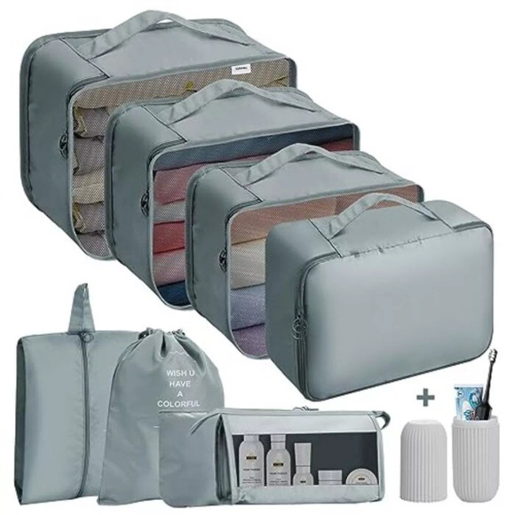 Only-bags.store - Koffer Organizer Set 9 Stück Packing Cubes Cubes, One Size, Grau