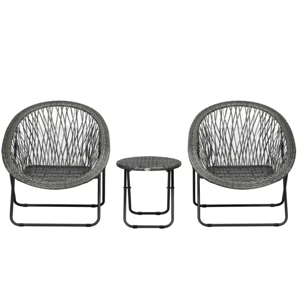 Northio - Klappbare Gartengarnitur Balkonset mit Couchtisch & 2 Stühlen, inkl. Kissen, Stahl für Terrasse & Garten, One Size