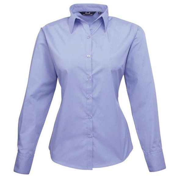 Popeline Bluse Arbeitshemd Damen Blau 32