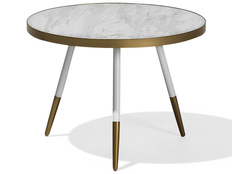 Beliani Couchtisch weiss/Gold Marmor Optik RAMONA