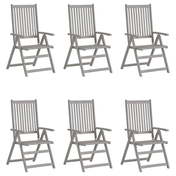 vidaXL Verstellbare Gartenstühle 6 Stk. Grau Massivholz Akazie