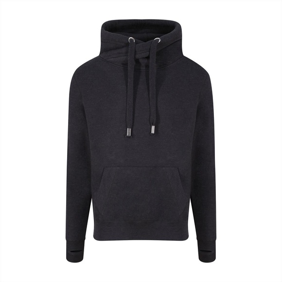 Cross Neck Kapuzenpullover Herren Schwarz XL