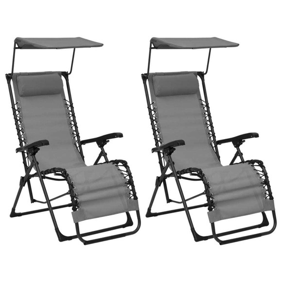 vidaXL Klappbare Liegestühle 2 Stk. Textilene Grau