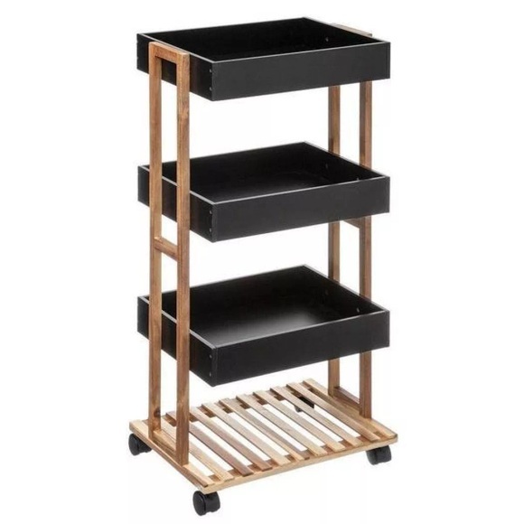 Trolley Mit Aufbewahrungsboxen - Holz Schwarz Unisex ONE SIZE