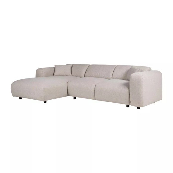 Großes Ecksofa - Ecke links - melierter Stoff - Beige- POGNI Großes Ecksofa - Ecke links - melierter Stoff - Beige- POGNI