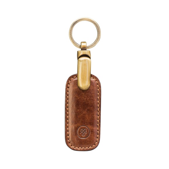 Maxwell Scott Ponte - Leder Schlüsselring in Cognac