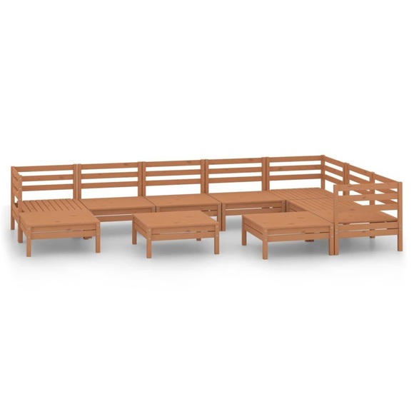 vidaXL 10-tlg. Garten-Lounge-Set Massivholz Kiefer Honigbraun