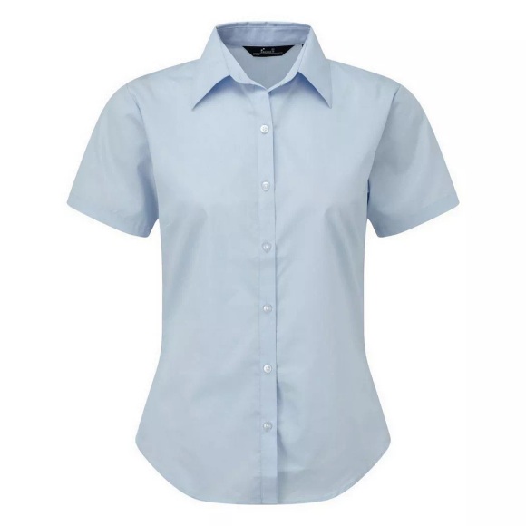 Kurzarm Popeline Bluse Arbeitshemd Damen Hellblau 46